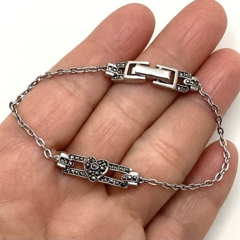 D’Orlan Gunmetal Crystal Chain Bracelet
